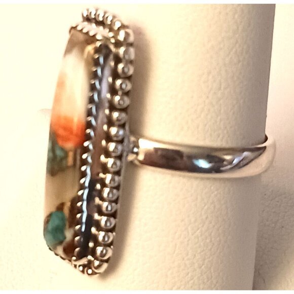 Spiny Oyster Turquoise ring s8.75 (1565) - Picture 2 of 4